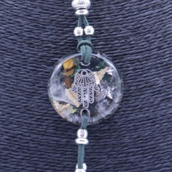 Collar Orgon Mano de Fatima Verde con Abalorios (3,7 cm Ajustable)