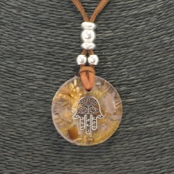 Collar Orgon Mano Fatima Beige (3,2 cm Ajustable) Marron