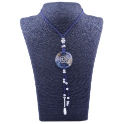 Collar Orgon Nudo Celta Azul con Abalorios (3,7 cm Ajustable)