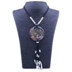 Collar Orgon Arbol de la vida brillantes Negro con Abalorios (5,4 cm Ajustable)