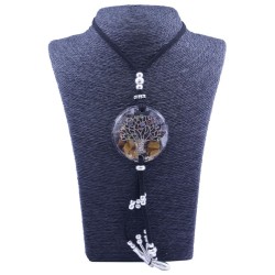 Collar Orgon Arbol de la vida brillantes Negro con Abalorios (5,4 cm Ajustable)