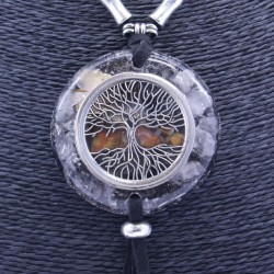 Collar Orgon Arbol de la vida Negro con Abalorios (5,4 cm Ajustable)