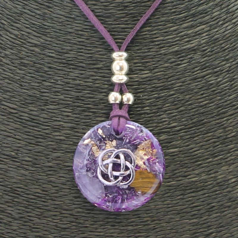 Collar Orgon Nudo Celta Morado (3,7 cm Ajustable)