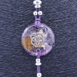Collar Orgon Nudo Celta Morado con Abalorios (3,7 cm Ajustable)