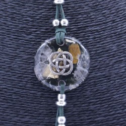 Collar Orgon Nudo Celta Verde con Abalorios (3,7 cm Ajustable)