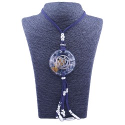 Collar Orgon Om Azul con Abalorios (5,4 cm Ajustable)