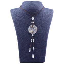 Collar Orgon Om Beige con Abalorios (3,7 cm Ajustable)