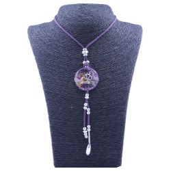 Collar Orgon Om Morado con Abalorios (3,7 cm Ajustable)