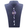 Collar Orgon Om Morado con Abalorios (3,7 cm Ajustable)