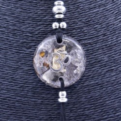 Collar Orgon Om Negro con Abalorios (3,7 cm Ajustable)