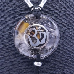 Collar Orgon Om Negro con Abalorios (5,4 cm Ajustable)