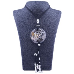 Collar Orgon Om Negro con Abalorios (5,4 cm Ajustable)