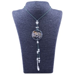 Collar Orgon Om Verde con Abalorios (3,7 cm Ajustable)