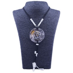 Collar Orgon Om Negro con Abalorios (5,4 cm Ajustable)