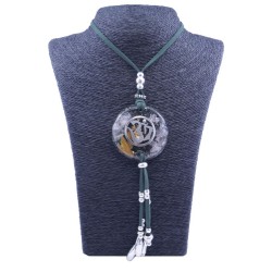Collar Orgon Om Verde con Abalorios (5,4 cm Ajustable)