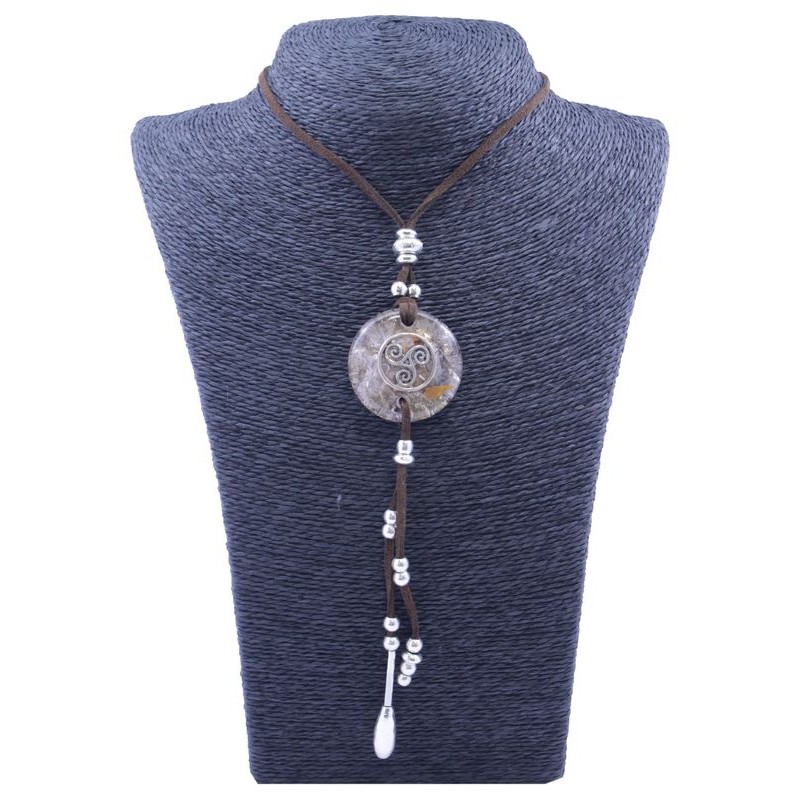 Collar Orgon Trisquel Beige con Abalorios (3,7 cm Ajustable)