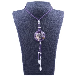 Collar Orgon Trisquel Morado conAbalorios(3,7 cm Ajustable)