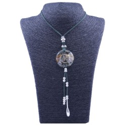 Collar Orgon Trisquel Verde con Abalorios (3,7 cm Ajustable)