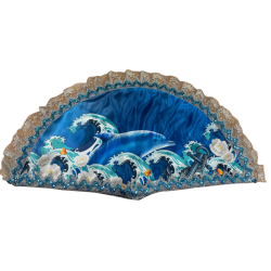 Abanico Yemaya 65 x 35 cm tela impresa doble cara ·