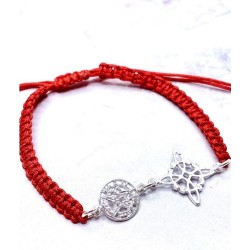 Pulsera Hilo Rojo Trenzado Nudo de Bruja c/ Tetragramatón