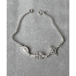 Pulsera Plata Triple Protección Nudo Brujas, Cruz Caravaca
