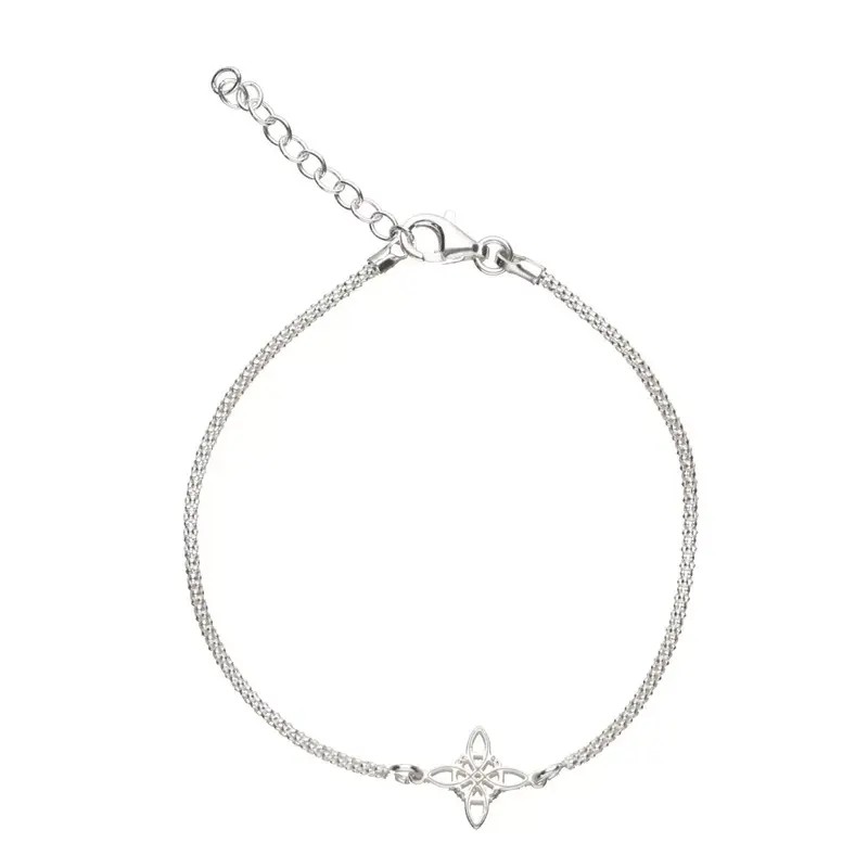 Pulsera Plata Nudo de Bruja Eslabon Malla 15-18 cm