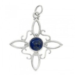 Amuleto Anillo Plata Nudo de Bruja con Lapislazuli 16-17 cm