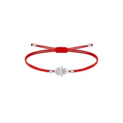 Pulsera Hilo Rojo Trenzado c/ Mano de Fátima en Plata