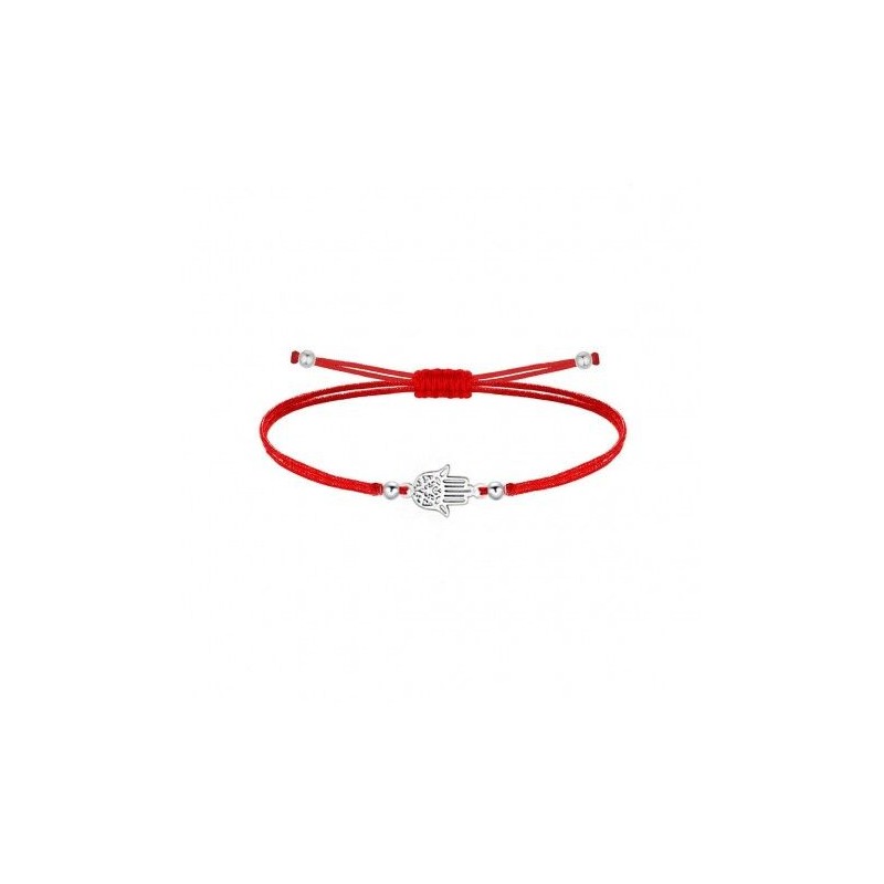 Pulsera Hilo Rojo Trenzado c/ Mano de Fátima en Plata