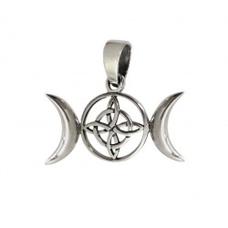 Amuleto Plata Nudo de Bruja con Lunas 2 x 3 cm