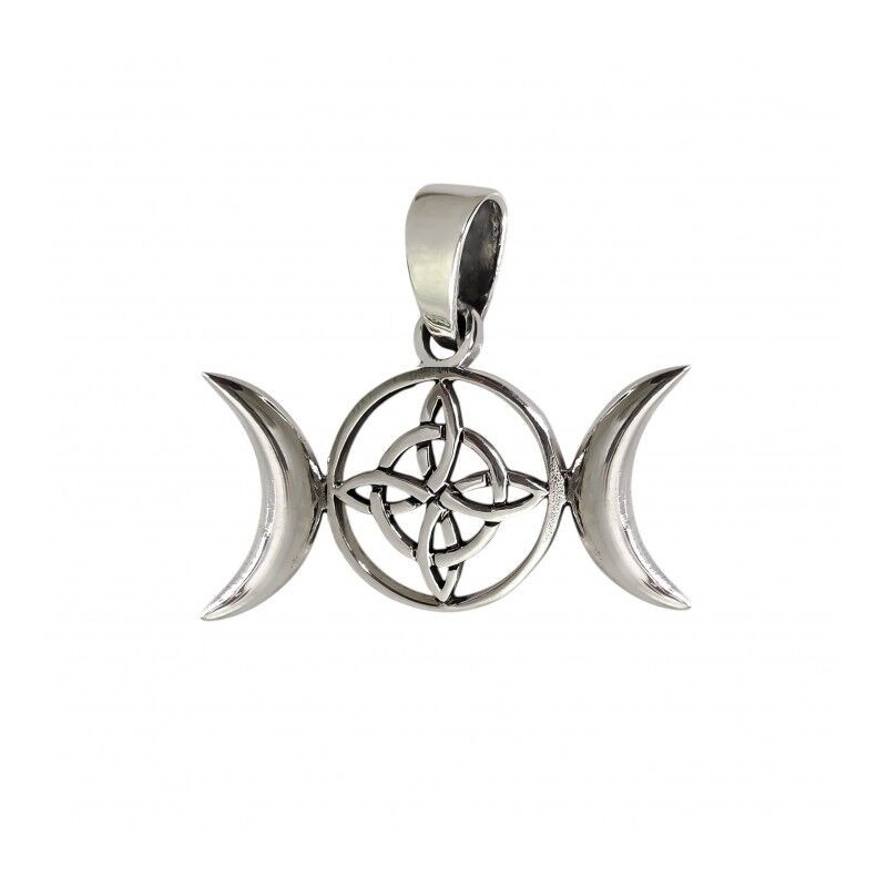 Amuleto Plata Nudo de Bruja con Lunas 2 x 3 cm