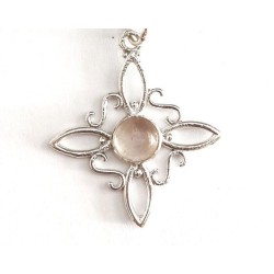 Amuleto Anillo Plata Nudo de Bruja con Cuarzo Rosa nº 12-13