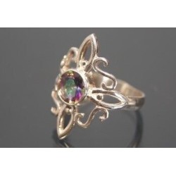 Amuleto Anillo Plata Nudo de Bruja con Cuarzo Místico nº