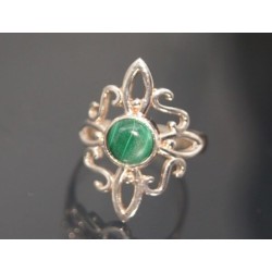 Amuleto Anillo Plata Nudo de Bruja con Malaquita nº 14-15