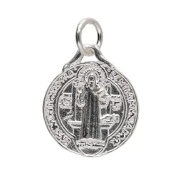 Amuleto Plata Medalla San Benito Mini (Reverso Cruz 1 cm)