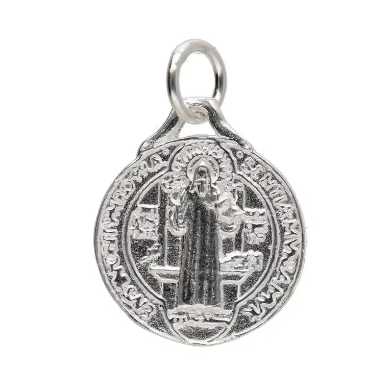 Amuleto Plata Medalla San Benito Mini (Reverso Cruz 1 cm)
