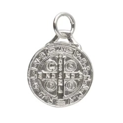 Amuleto Plata Medalla San Benito Mini (Reverso Cruz 1 cm)