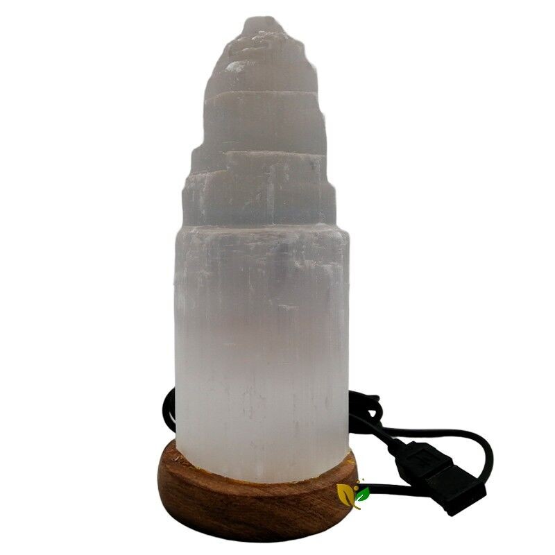 Lampara Selenita Catedral 15 cm USB led multicolor ·
