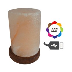 Lámpara Sal Natural USB Cilindro led multicolor ·