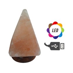 Lampara Sal Natural USB Piramide Led multicolor ·