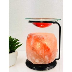 Quemador Esencia Piedra de Sal Natural con stand ·