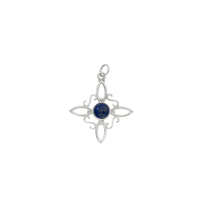Amuleto Anillo Plata Nudo de Bruja con Lapislazuli 16-17 cm