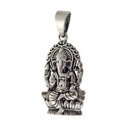 Amuleto Plata Dios Hindú Ganesha estilo envejecido