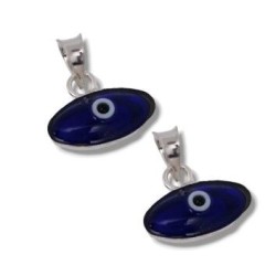 Amuleto Plata Ojo Turco alargado azul 1,5 cm (P2)