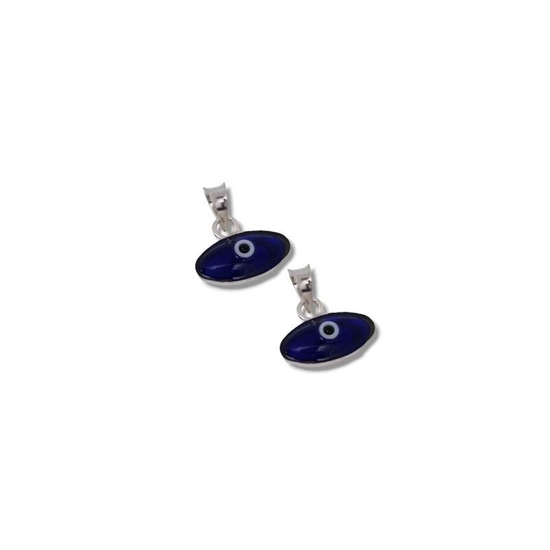 Amuleto Plata Ojo Turco alargado azul 1,5 cm (P2)