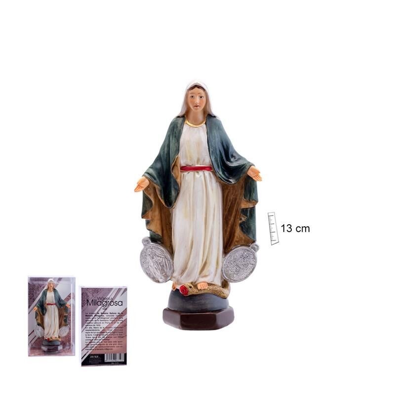Virgen Milagrosa 12 cm con medallas - Resina