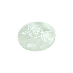 Placa de Selenita con grabado Triple Diosa de Luna 10 x 1 cm