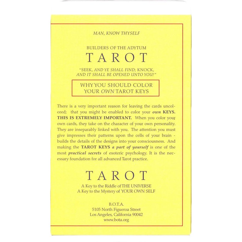 Tarot Coleccion Man, Know Thyself Tarot (B.O.T.A.) (BOTA) (22 Arcanos) (EN)