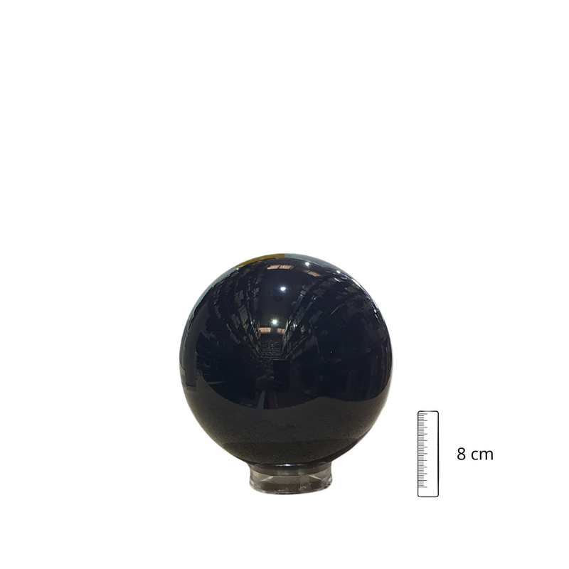 Bola Cristal Negra 08 cm con peana