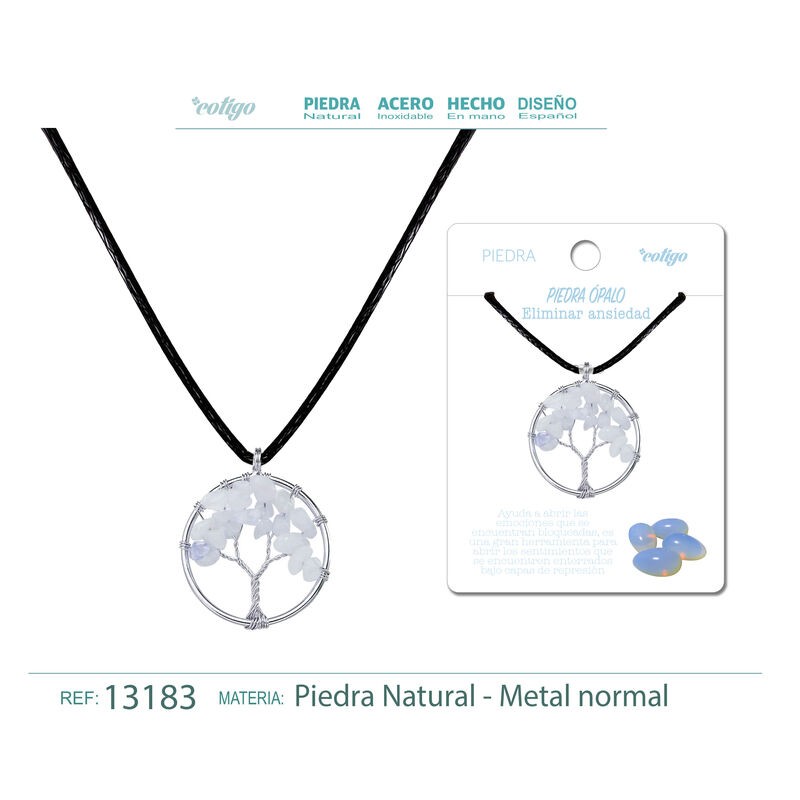 Colgante Arbol De Vida Con Piedra Opalo (P2)